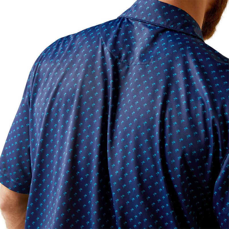Ariat Men's All Over Print Polo Shirt Monaco Blue 10045028