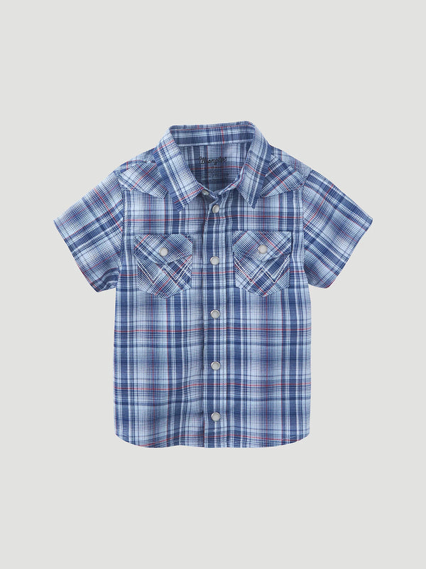 Wrangler Little Boys Short Sleeve Western Ole Blue Shirt-112346315