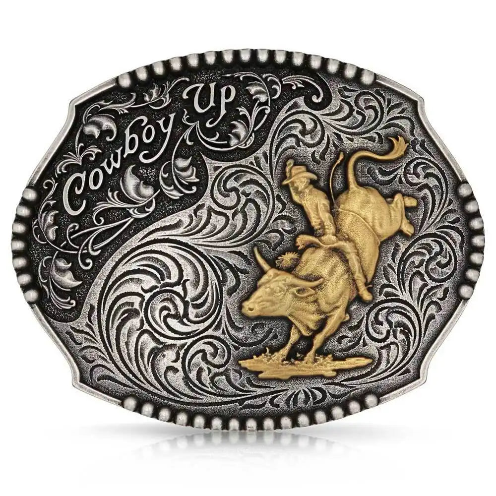 Montana Silversmiths Attitude Cowboy Up Bull Rider Buckle-A1031P