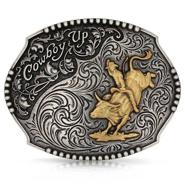Montana Silversmiths Attitude Cowboy Up Bull Rider Buckle-A1031P