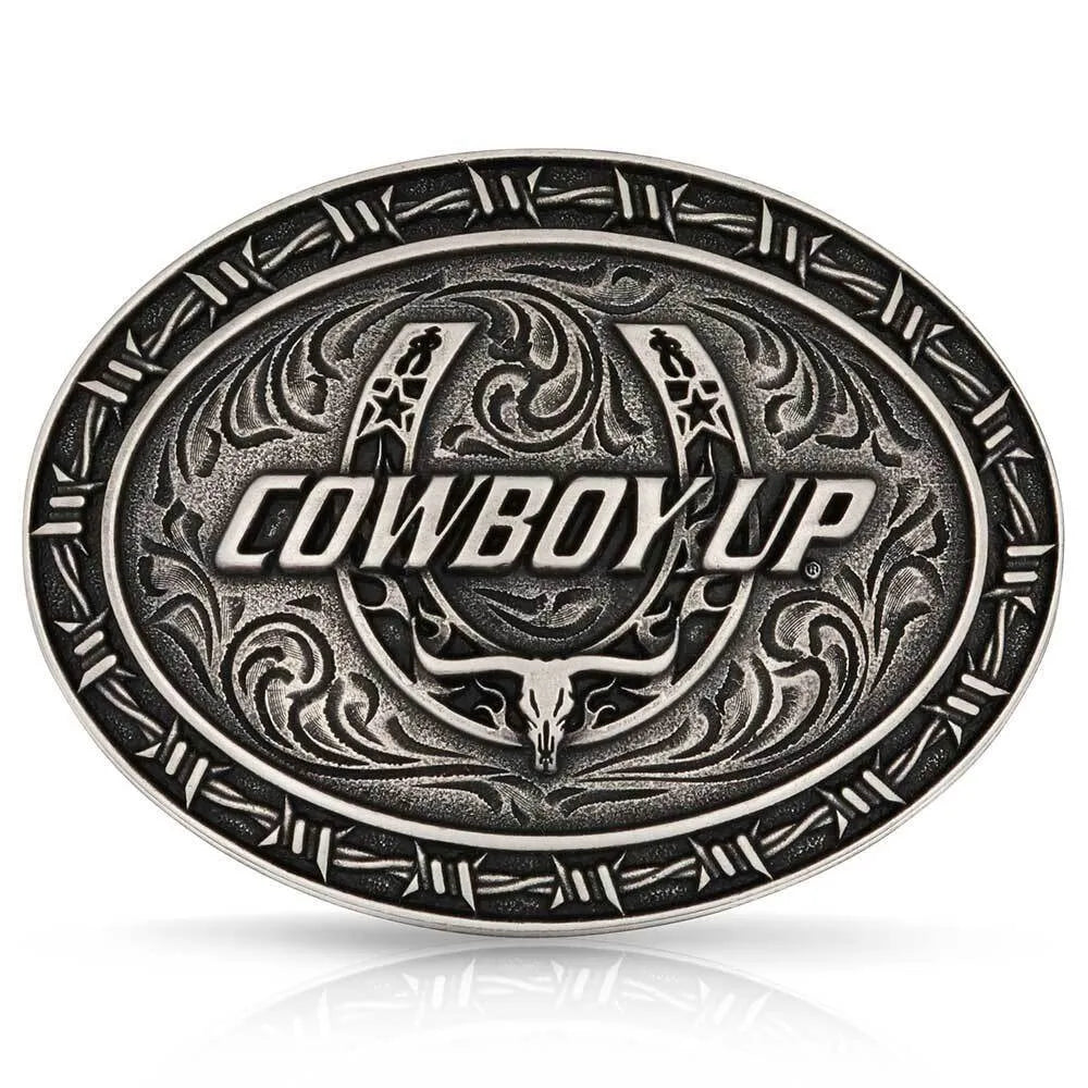 Montana Silversmiths Attitude Cowboy Up Barbed Wire Buckle-A1032S