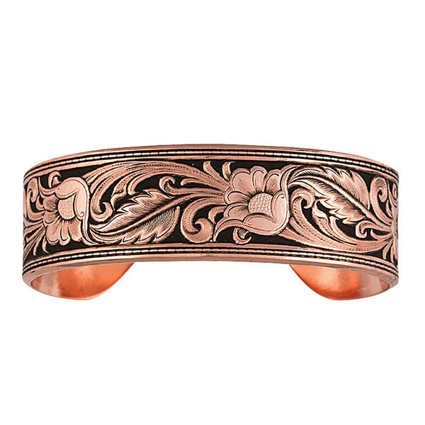 Montana Silversmith Burnished LeatherCut Floral Cuff Bracelet-BC2598C-BK