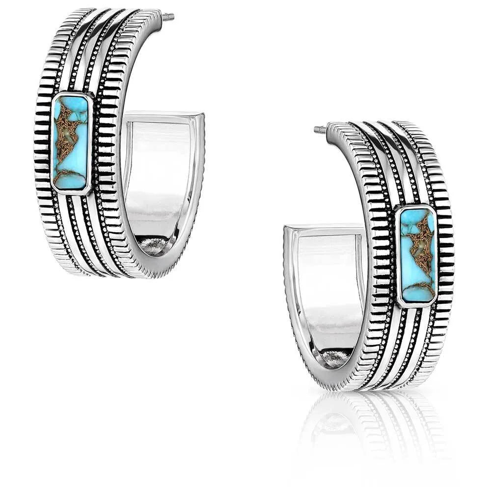 Montana Silversmiths Turquoise Sky Hoop Earrings-ER6111