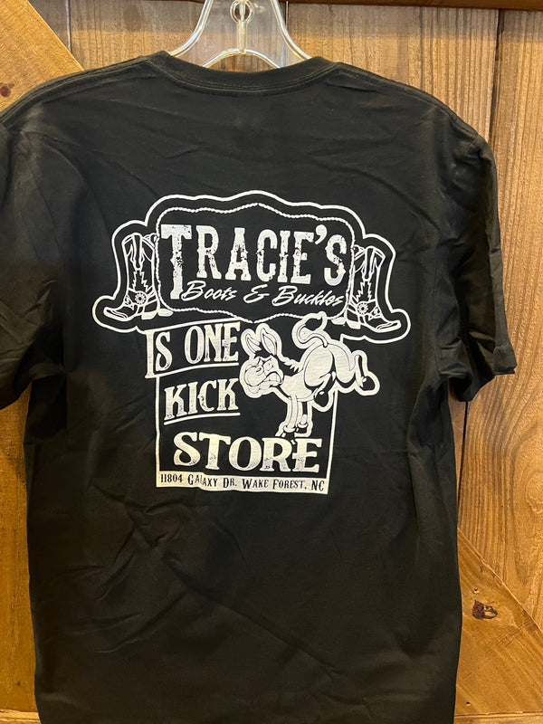 Tracie's Boots & Buckles Short Sleeve Black T Shirt