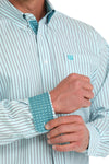 Cinch Mens Blue Pinstripe Long Sleeve Shirt-MTW1105899
