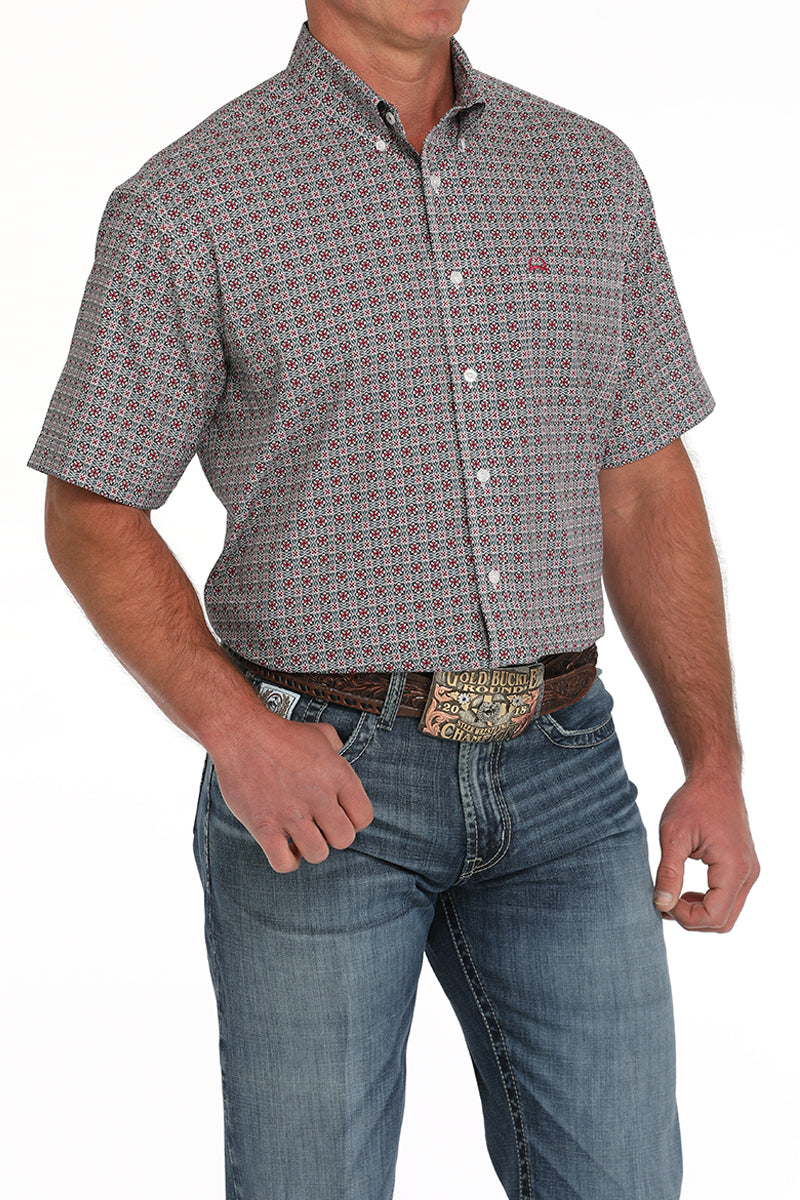 Cinch Mens Dark Pink Arena Flex Print-MTW1704150