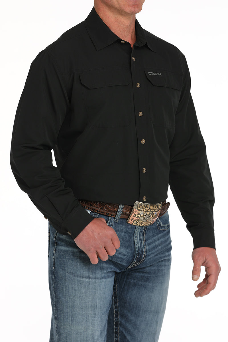 Cinch Mens Black Button Arena Flex Shirt-MTW1722002