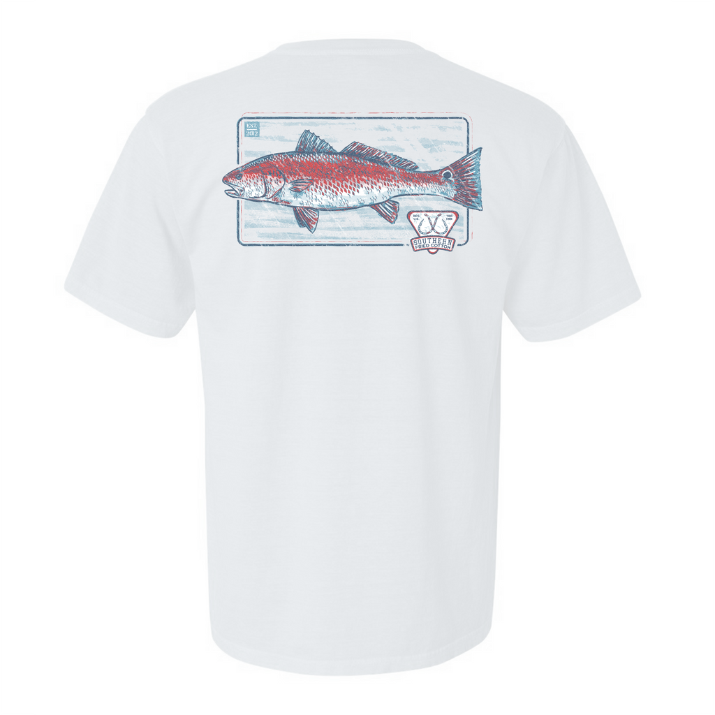 Southern Fried Cotton Red Fish T-Shirt SFM11860
