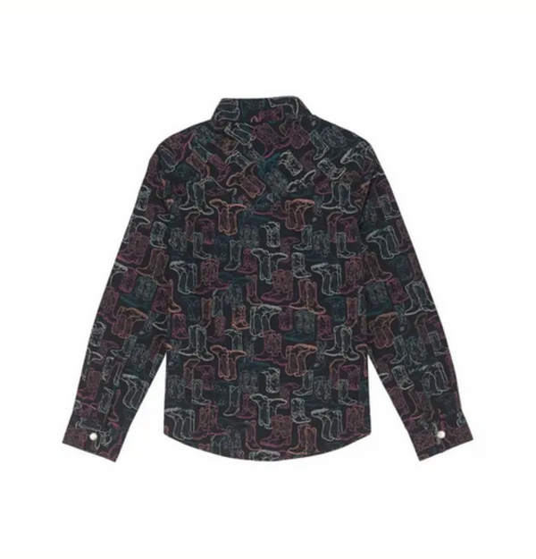 Wrangler Girls Neon Boot Button Up Shirt-112355822