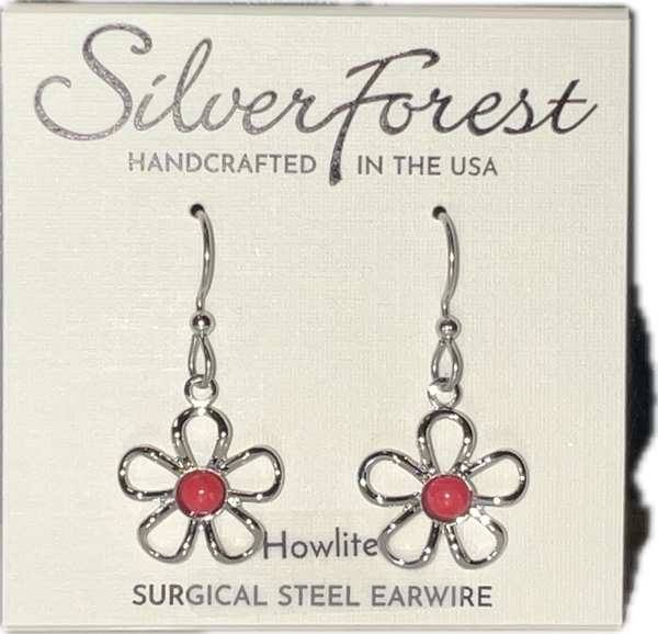Silver Forest Floral Earrings-NE2039B
