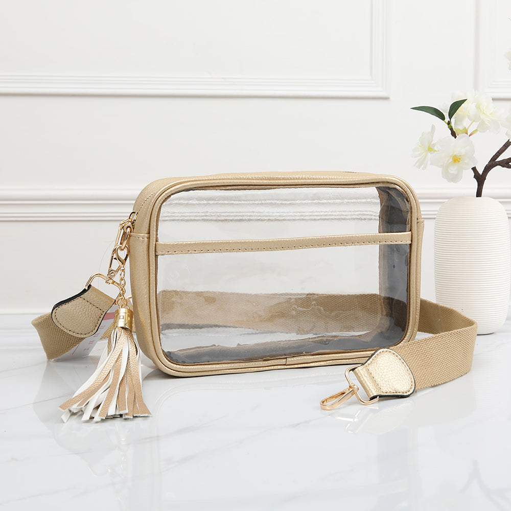 Clear Crossbody Bag in Gold