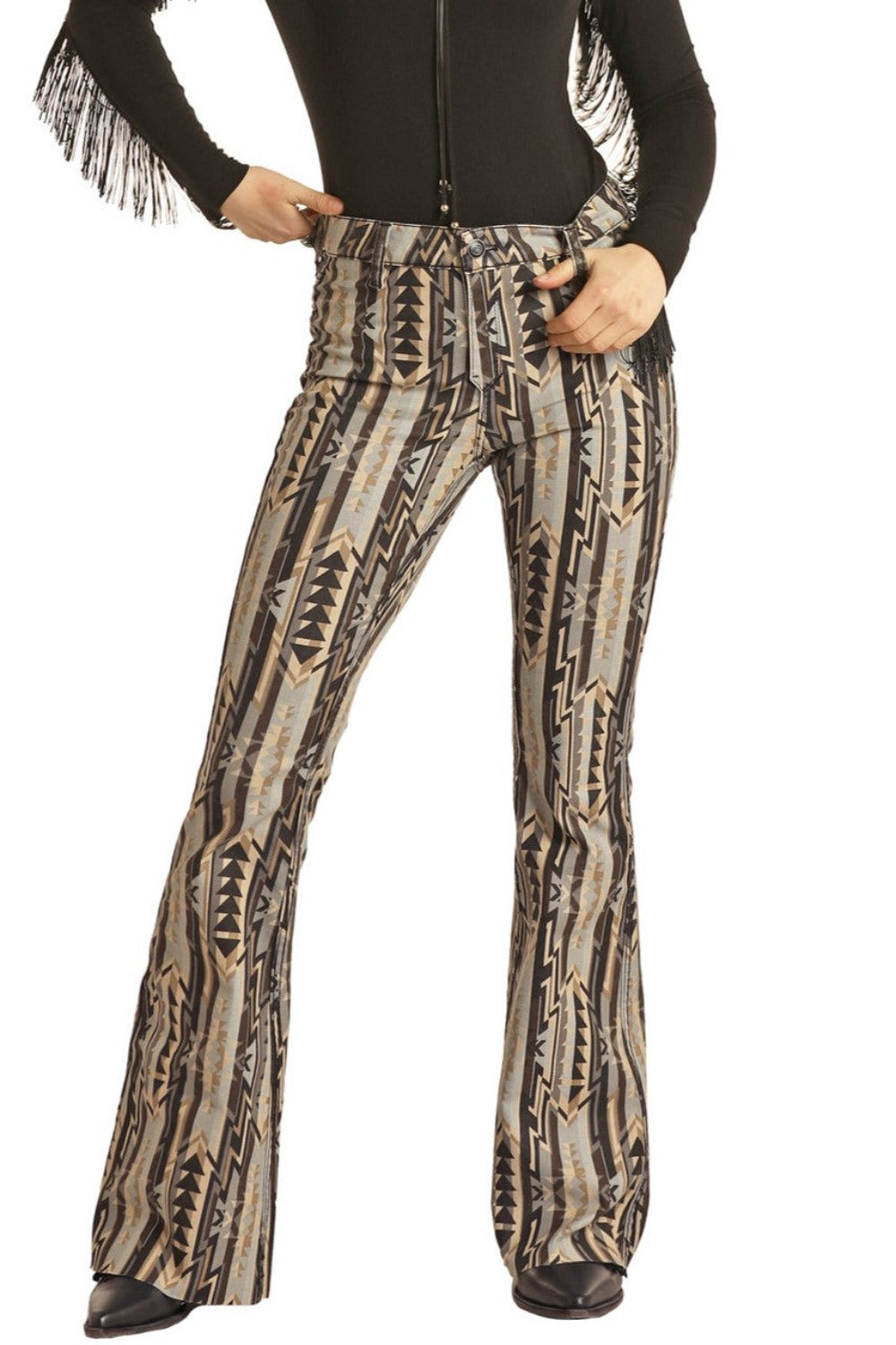 Rock & Roll Denim Women's Bargain Bell Stripe Flare Jeans