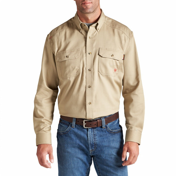 Ariat Men's Flame Resistant Solid Work Shirt Khaki 10012251