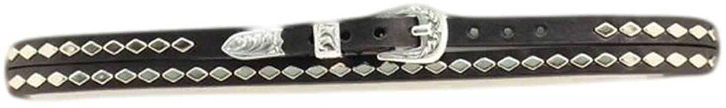 M&F Western Men's Leather Hatband With Diamond Studs - Black - 27" X 3/8" (Model 0201101)