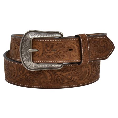 3D Belt Company Men's 1 1/2" Full Grain Leather Floral Brown Western Belt  D8612