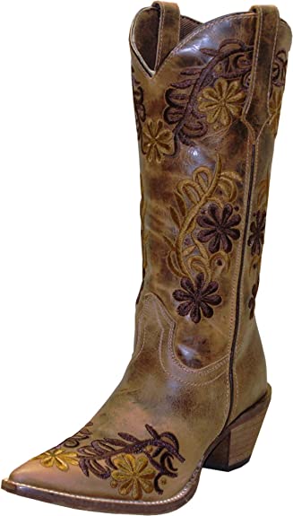 Abilene Ladies Rawhide 18" Floral Embroidered Boot 5024