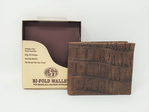 3D Belt Company Cognac Cayman Print Bi-Fold Wallet DW232