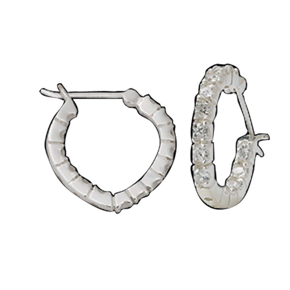 Silver Heart Hoop with Crystal Earrings ER61504CZ