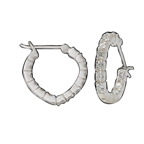 Silver Heart Hoop with Crystal Earrings ER61504CZ