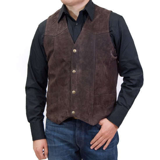 Cripple Creek Snap Suede Leather Vest ML3061-37 Brown