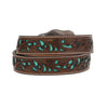 Nocona Kids Piercing Turquoise Underlay Bull Rider Belt - N4439033