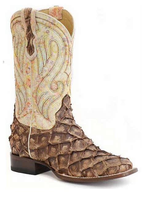 Roper Ladies All In Pirarucu Vamp Exotic Performance Western Boots Square Toe 09-021-6510-8236