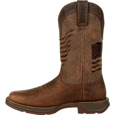 Durango Men's Brown Distressed Flag Embroidery Western Boots DDB0314