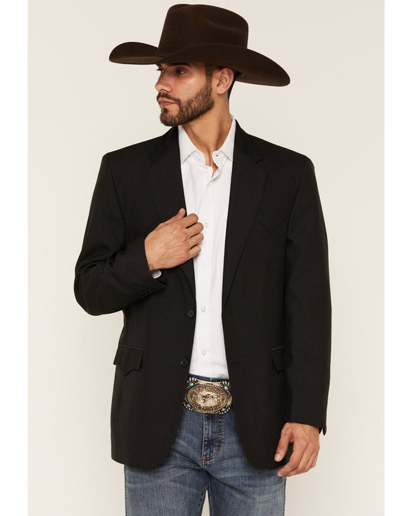 Circle S Mens Lubbock All Black Suit Coat-CC2976-40