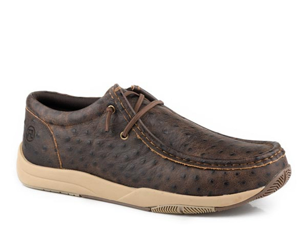 Roper Men's Embossed Stamped Ostrich Leather Shoes - Dark Brown - 09-020-1662-3605