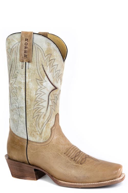 Roper Men's Cutter Toe Waxy Cream Western Boot-09-020-7128-8730