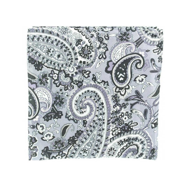 M & F Western Paisley 100% Silk Wild Rag - Grey 0904206