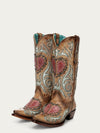 Corral Ladies Sand Heart Inlay and Barbed Wire Woven Western Boots-A5090