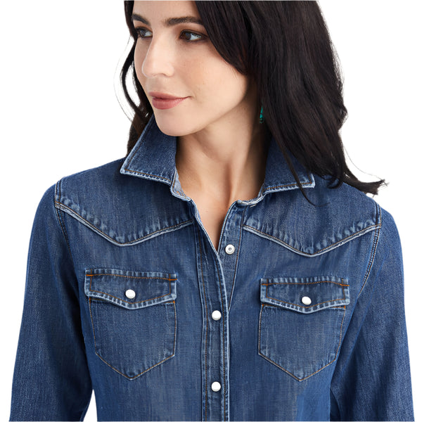 Ariat Ladies Farriday Denim Shirt - Bluelight - 10042258