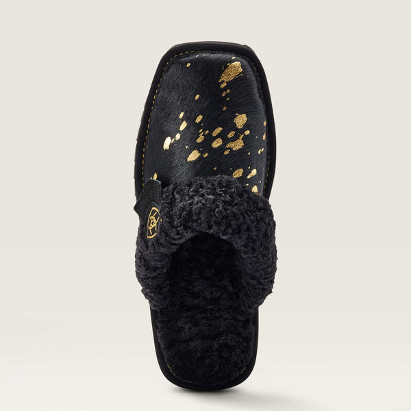 Ariat Ladies Jackie Square Toe Slipper Black and Gold Slippers AR2830-001