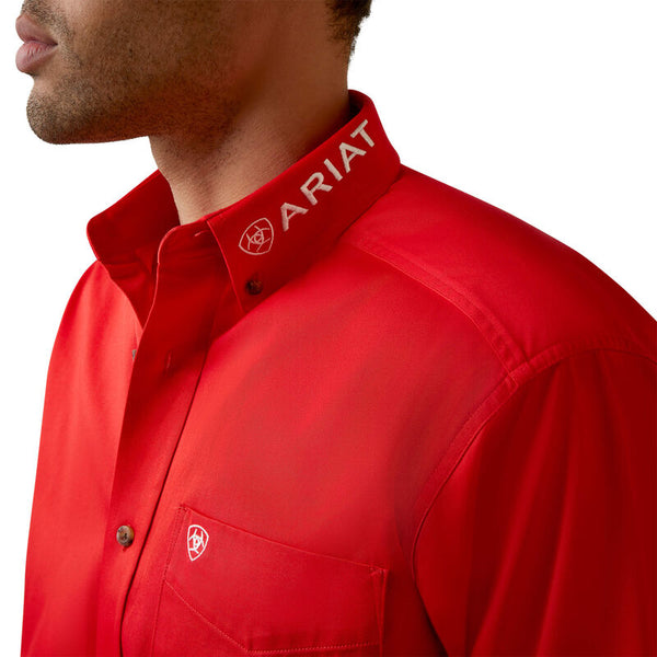 Ariat Men's Team Logo Twill Classic Fit Shirt Poppy Red 10044942