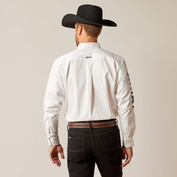 Ariat Men's Team Logo Twill Classic Fit Shirt White/Black - 10046825