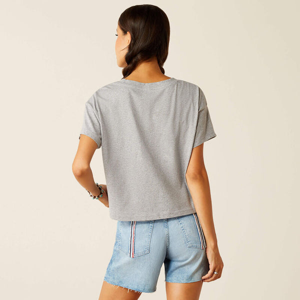 Ariat Ladies Homespun Flag T-Shirt - Heather Grey - 10051298