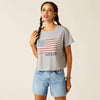 Ariat Ladies Homespun Flag T-Shirt - Heather Grey - 10051298
