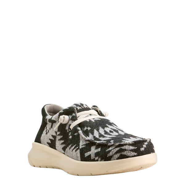 Ariat Men's Hilo Black & White Flannel Blanket Slip On Shoe - 10053751