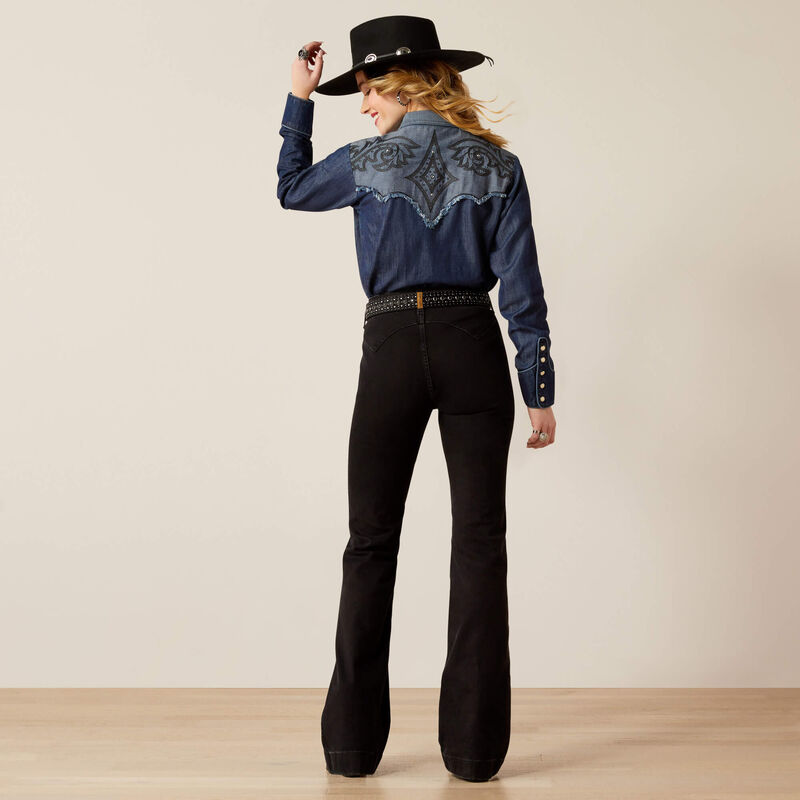 Ariat Ladies High Rise Dixie Slim Trouser Jeans - Black - 10054301
