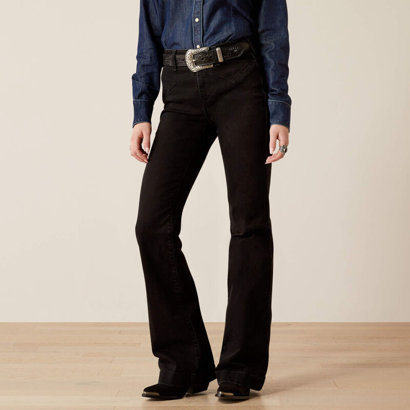 Ariat Ladies High Rise Dixie Slim Trouser Jeans - Black - 10054301