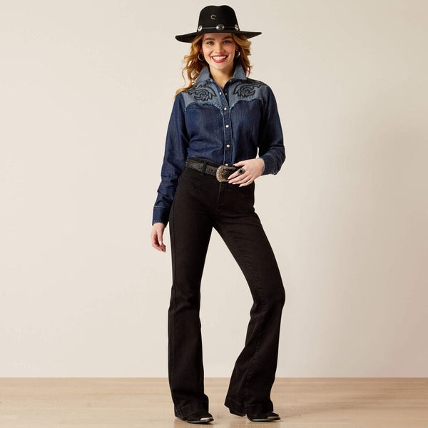 Ariat Ladies High Rise Dixie Slim Trouser Jeans - Black - 10054301