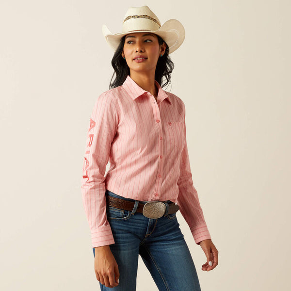 Ariat Ladies Team Kirby Stretch Shirt - Mauve Stripe - 10055084