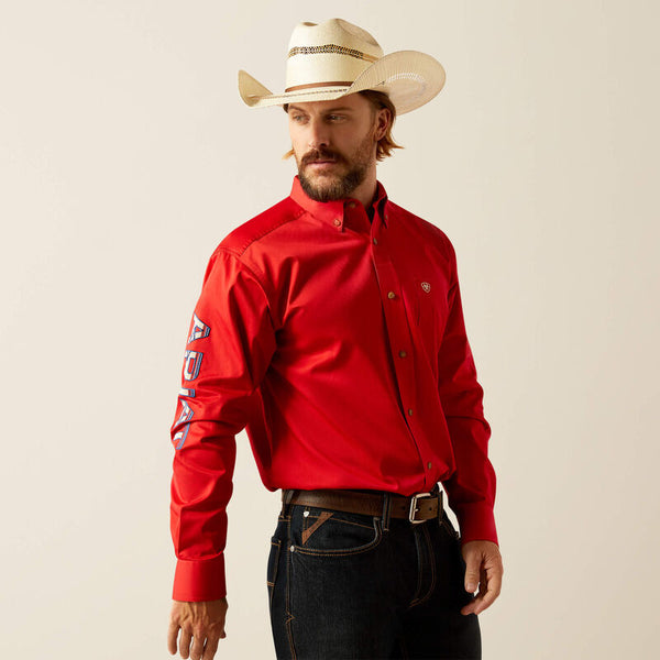 Ariat Team Logo Twill Classic Fit Shirt Red/Khaki 10055236