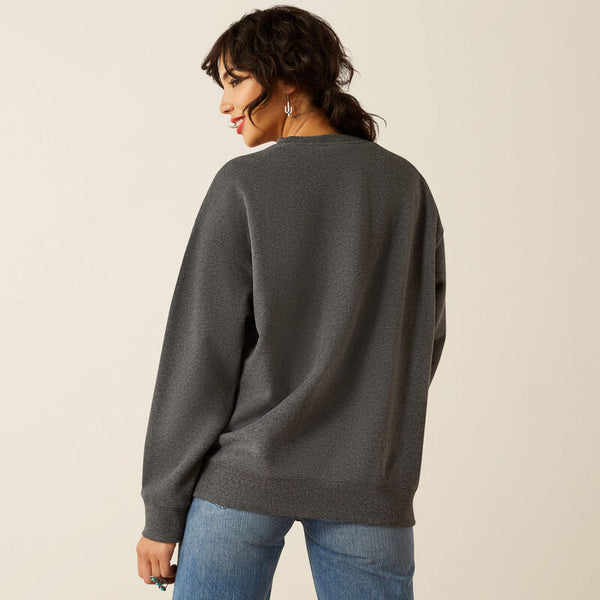 Ariat Ladies Oversized Crew Sweatshirt - Heather Charcoal - 10055291