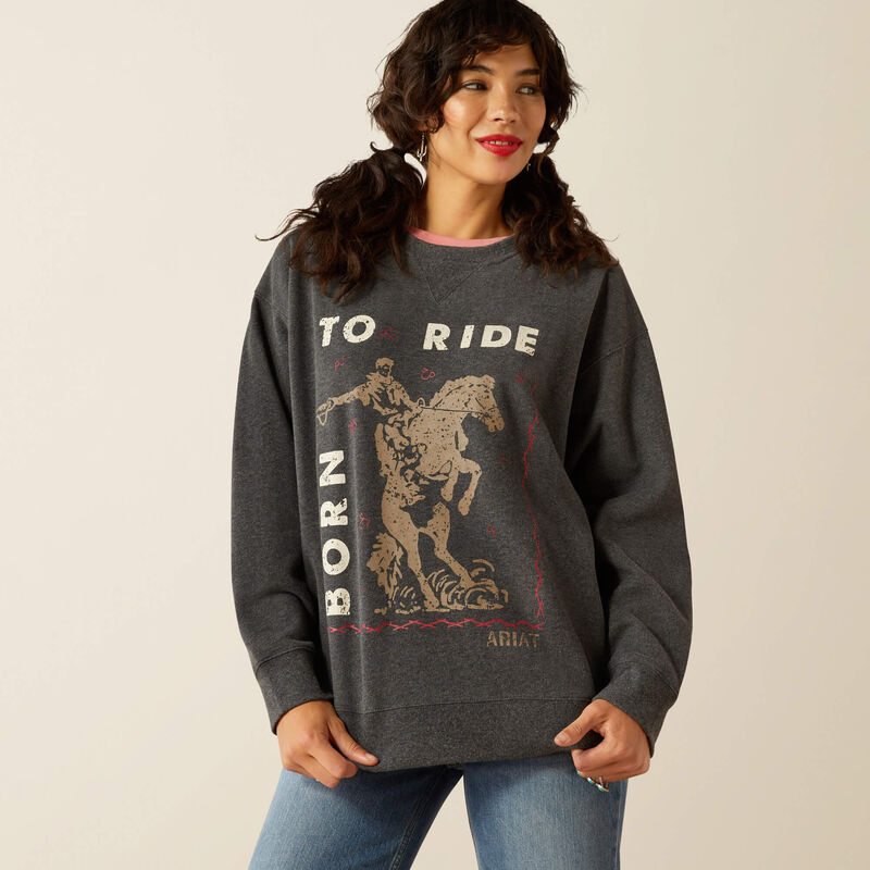 Ariat Ladies Oversized Crew Sweatshirt - Heather Charcoal - 10055291