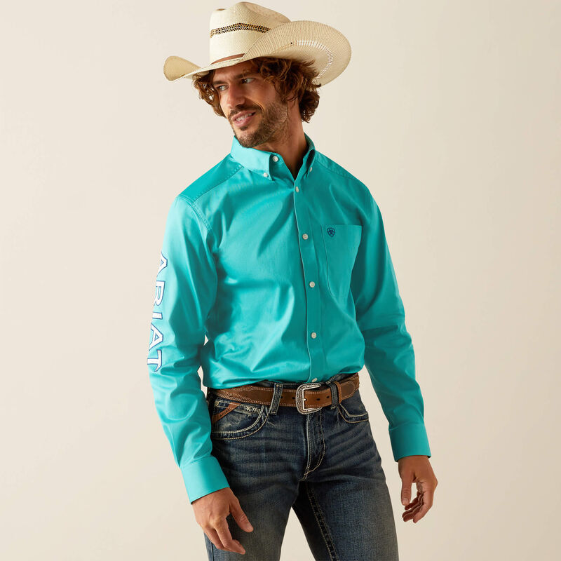 Ariat Men's Team Logo Twill Classic Fit Shirt - Turquoise|Blue - 10055407