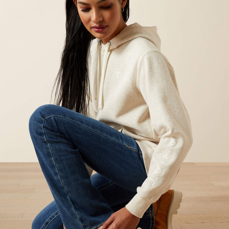 Ariat Ladies Logo 2.0 Hoodie - Oatmeal Heather - 10062270