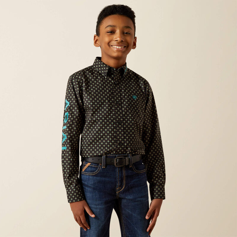 Ariat Boys Team Philbert Classic Fit Shirt - Black/Teal - 10062397