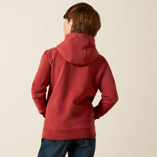Ariat Boy's Liquid Stamp Flag Hoodie - Brick Red - 10062462